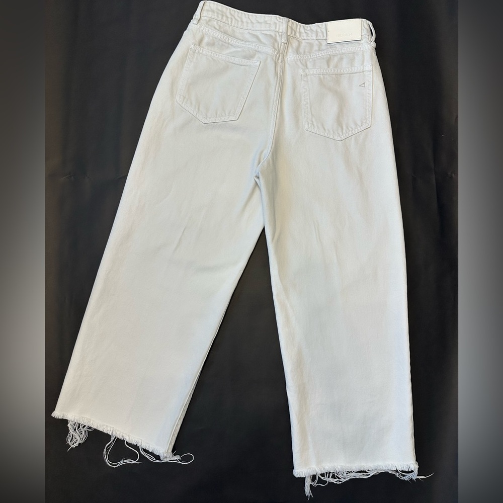 Hidden Jeans Los Angeles White Cropped Wide Leg Raw Hem Denim Size 29 - Picture 6 of 7
